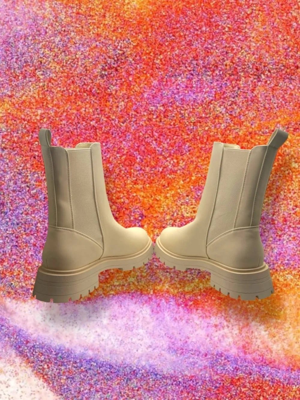 ASOS Off White Lug-Sole Chelsea Ankle Boots Size 7